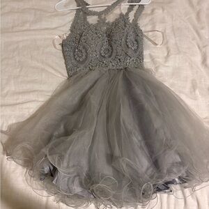 Dancing Queen Sparkling Silver Kids Dress